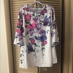 Floral Butterfly Print Women's Top